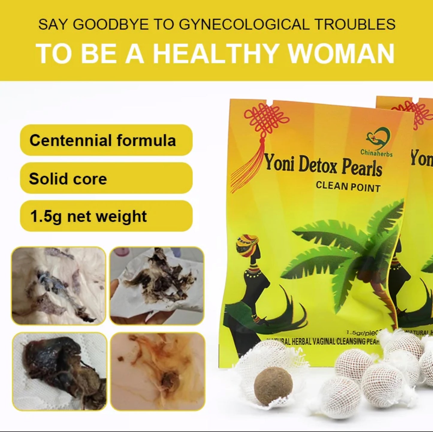 Yoni Detox Pearls - 5 Units of Herbal Pearls for Female Intimate Health, Natural Detoxification, pH Balance and Impurity Removal, Tested in 50+ Countries