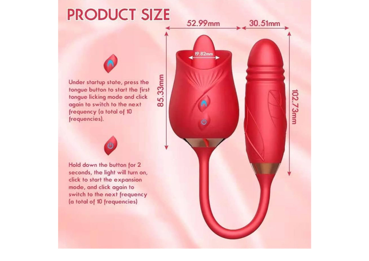 Rosa de 1 pieza con 10 modos de vibración y  modo de inserción, rosa que succiona, simulación de  sensibles, vibrador de estimulación para mujeres y hombres, recargable mediante USB